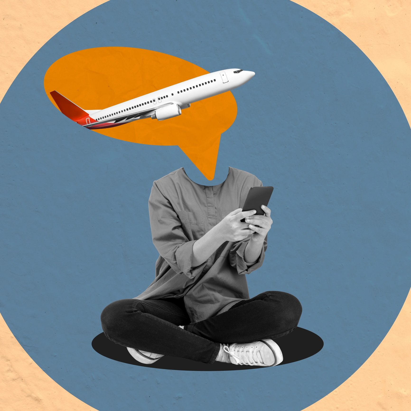 Traveler using a phone to message support about a trip